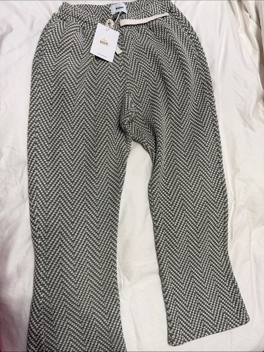 Nikben Gray & White Herringbone Sweatpants